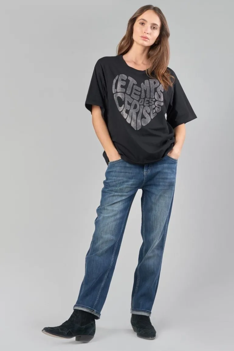 Le Temps des Cerises T-Shirt Oraya Noir A Strass-Femme T-Shirts & Débardeurs