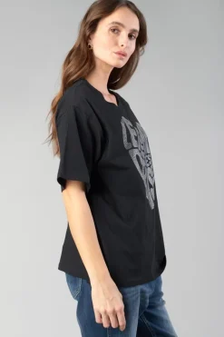 Le Temps des Cerises T-Shirt Oraya Noir A Strass-Femme T-Shirts & Débardeurs