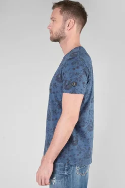 Le Temps des Cerises T-Shirt Pagan Bleu A Motif-Homme T-Shirts & Polos