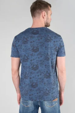 Le Temps des Cerises T-Shirt Pagan Bleu A Motif-Homme T-Shirts & Polos
