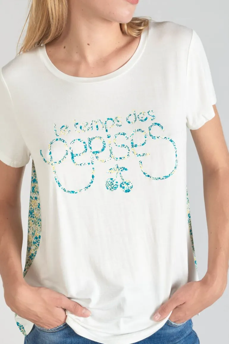 Le Temps des Cerises T-Shirt Romi Bi-Matiere Imprime Vert-Femme T-Shirts & Débardeurs