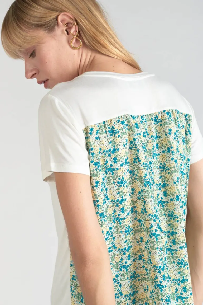 Le Temps des Cerises T-Shirt Romi Bi-Matiere Imprime Vert-Femme T-Shirts & Débardeurs