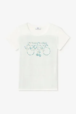 Le Temps des Cerises T-Shirt Romi Bi-Matiere Imprime Vert-Femme T-Shirts & Débardeurs