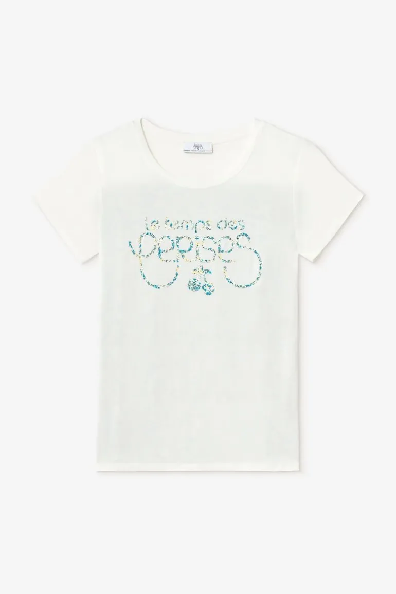 Le Temps des Cerises T-Shirt Romi Bi-Matiere Imprime Vert-Femme T-Shirts & Débardeurs