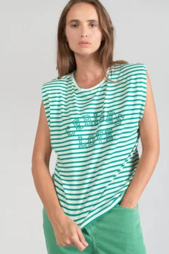 Le Temps des Cerises T-Shirt Sans Manches Male A Rayures Vertes-Femme T-Shirts & Débardeurs