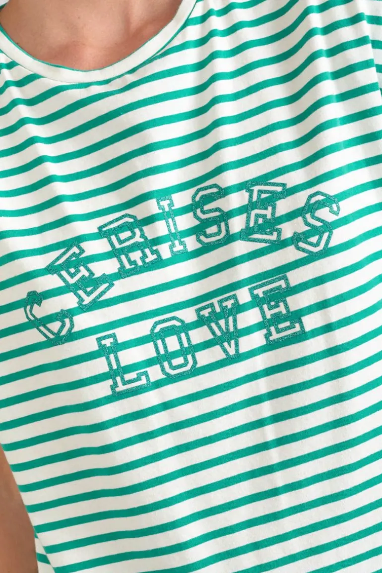 Le Temps des Cerises T-Shirt Sans Manches Male A Rayures Vertes-Femme T-Shirts & Débardeurs