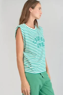 Le Temps des Cerises T-Shirt Sans Manches Male A Rayures Vertes-Femme T-Shirts & Débardeurs