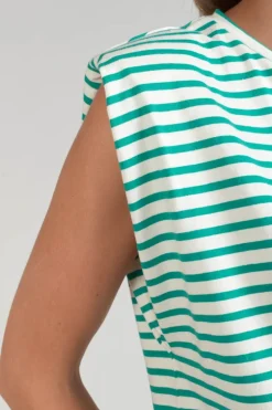 Le Temps des Cerises T-Shirt Sans Manches Male A Rayures Vertes-Femme T-Shirts & Débardeurs