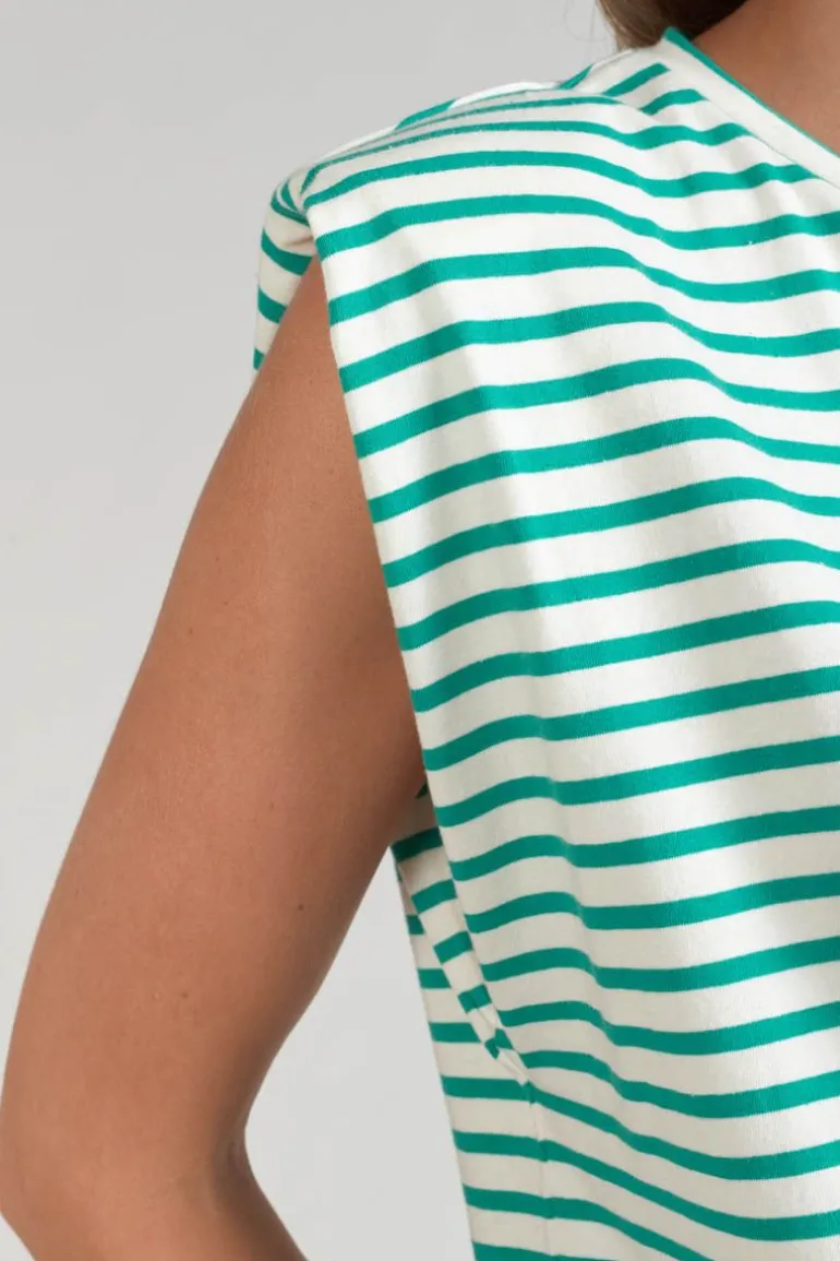 Le Temps des Cerises T-Shirt Sans Manches Male A Rayures Vertes-Femme T-Shirts & Débardeurs