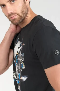 Le Temps des Cerises T-Shirt Usma Noir Imprime-Homme T-Shirts & Polos