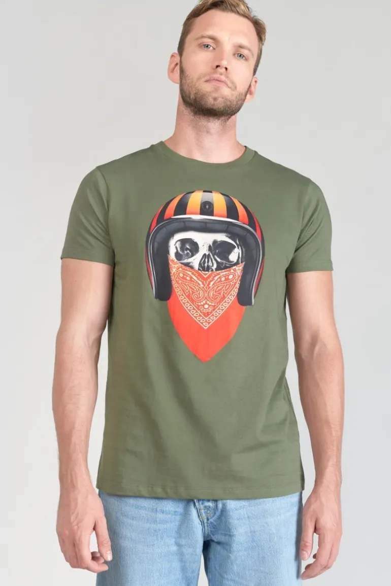 Le Temps des Cerises T-Shirt Veigar Kaki Imprime-Homme T-Shirts & Polos