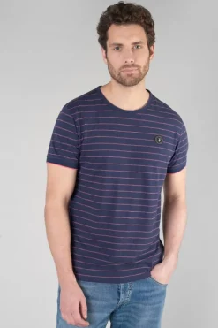 Le Temps des Cerises T-Shirt Velas Bleu Marine A Rayures-Homme T-Shirts & Polos