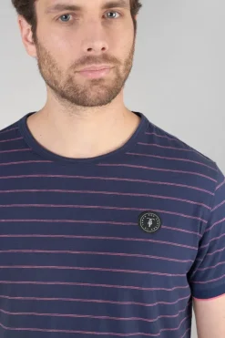 Le Temps des Cerises T-Shirt Velas Bleu Marine A Rayures-Homme T-Shirts & Polos