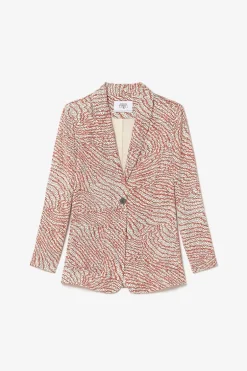 Le Temps des Cerises Veste Blazer Mena A Motif Orange Et Noir-Femme Vestes & Blousons
