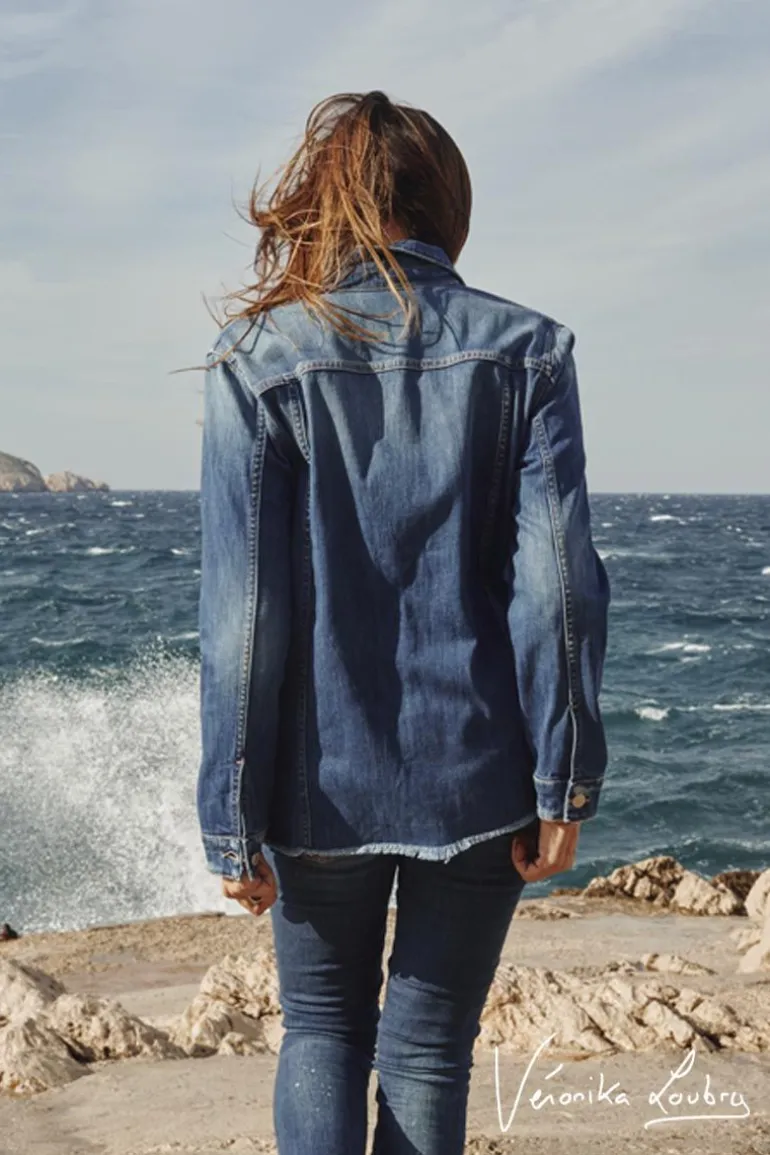 Le Temps des Cerises Veste En Jeans London Bleue By Veronika Loubry-Femme Chemises Et Vestes