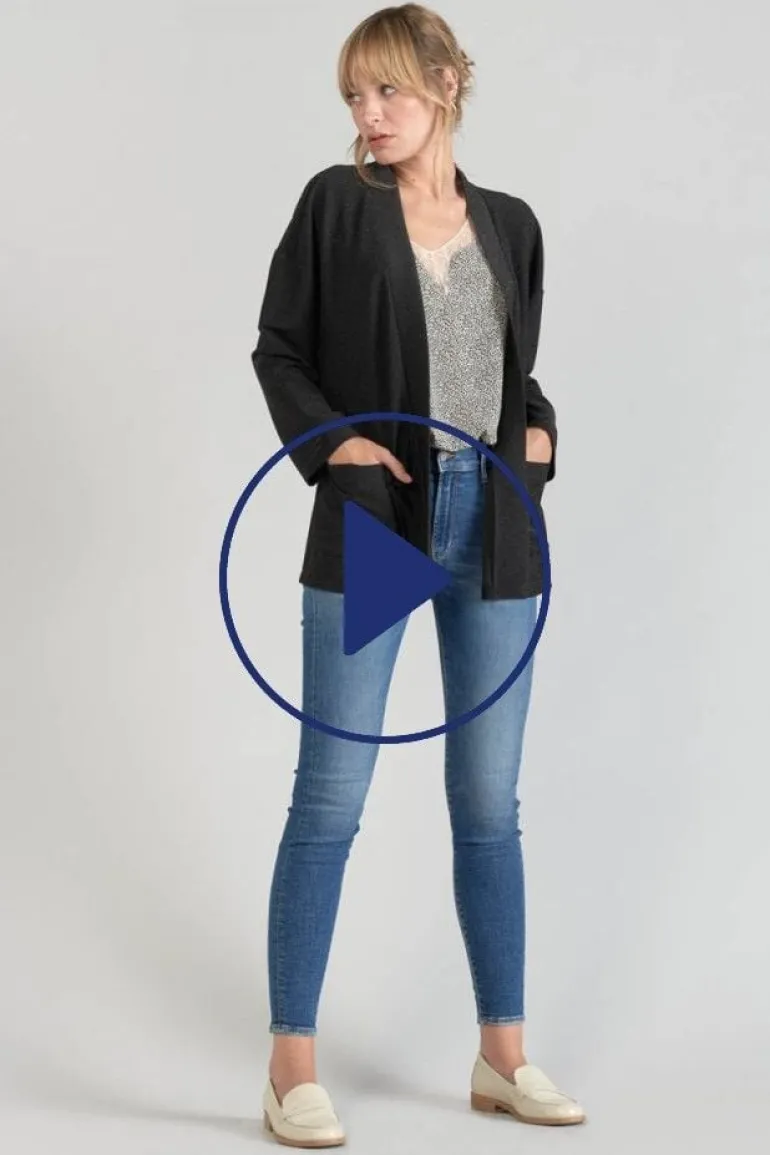 Le Temps des Cerises Veste Kimono Sobrado Noir Brillant-Femme Vestes & Blousons