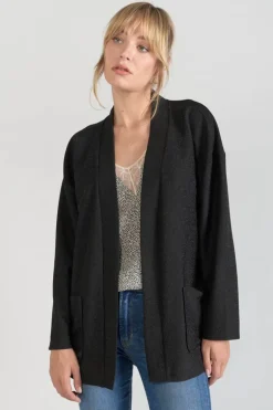 Le Temps des Cerises Veste Kimono Sobrado Noir Brillant-Femme Vestes & Blousons