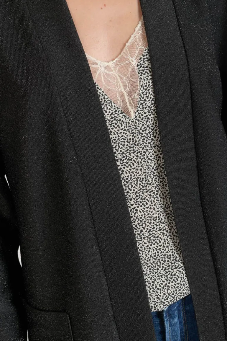 Le Temps des Cerises Veste Kimono Sobrado Noir Brillant-Femme Vestes & Blousons