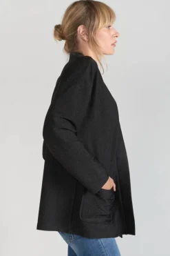 Le Temps des Cerises Veste Kimono Sobrado Noir Brillant-Femme Vestes & Blousons