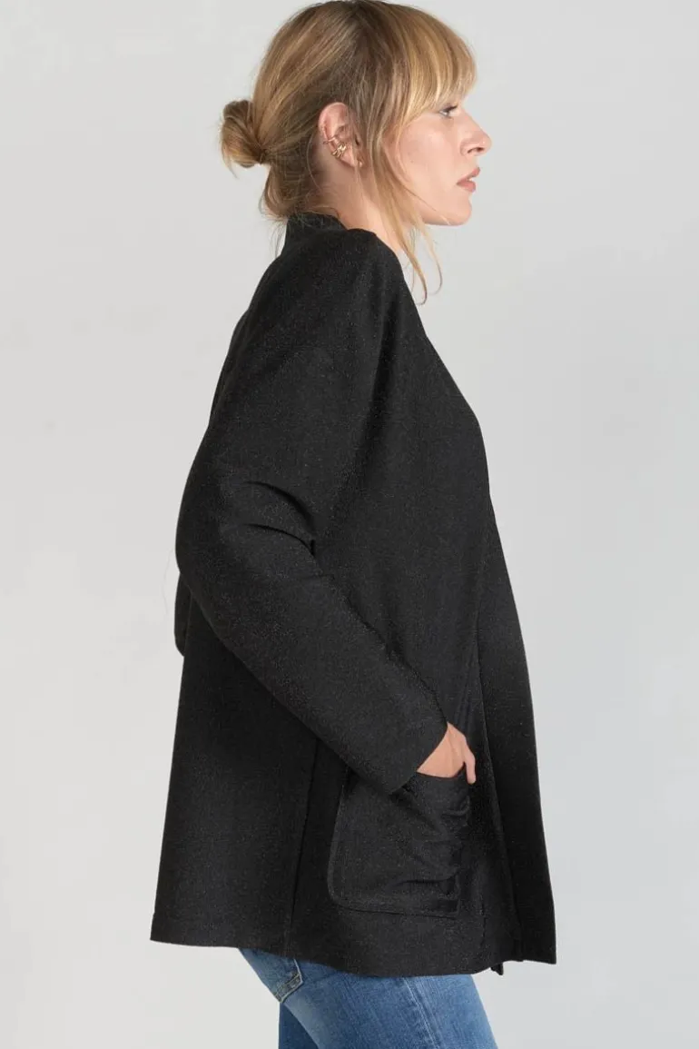 Le Temps des Cerises Veste Kimono Sobrado Noir Brillant-Femme Vestes & Blousons