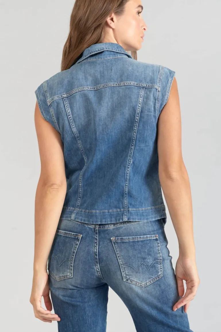Le Temps des Cerises Veste Sans Manches Galinat En Jeans Bleu-Femme Chemises Et Vestes