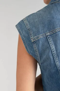 Le Temps des Cerises Veste Sans Manches Galinat En Jeans Bleu-Femme Chemises Et Vestes
