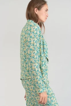 Le Temps des Cerises Veste Tasha A Motif Fleuri Vert Et Bleu-Femme Vestes & Blousons