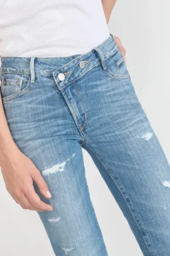 Le Temps des Cerises Zep Pulp Regular Taille Haute 7/8Eme Jeans Destroy Bleu N°4-Femme Coupe Regular